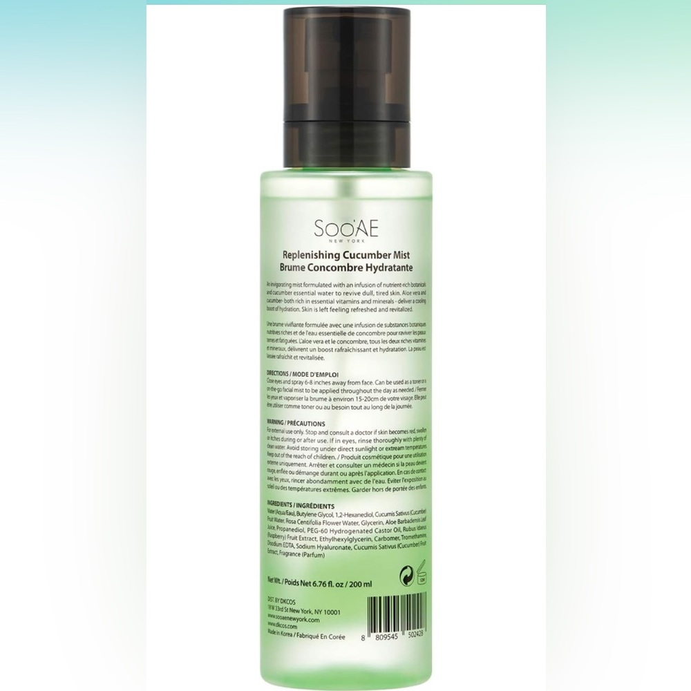 Soo’AE Replenishing Cucumber Mist, Net 6.76 Fl. Oz. - Picture 2 of 9